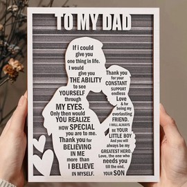 Hiagkmet Birthday Gifts for Dad from Son, Father's Day, Christmas, Rustic Dad and Son Hug Wood Sign，Daddy Gifts Ideas,Best Dad Ever