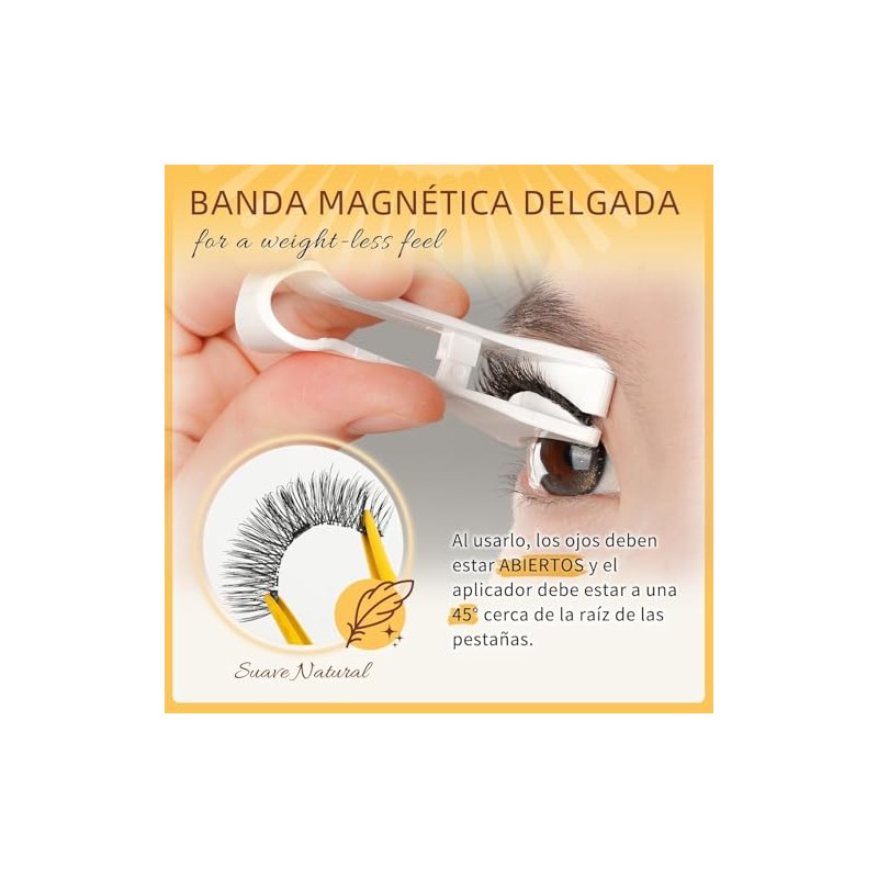 Pestañas Magnéticas QUEWEL, Pestañas Postizas Magneticas 1 par, con aplicador,