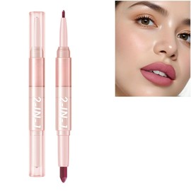 Matte Lipstick Lip Liner Pencil,Double-ended 2-in-1 Waterproof Lipstick Lip Liner,Waterproof Lipliner Pencil,Smooth and Long-Lasting Makeup Lip Pencil,Creamy Matte Velvet Lip Liner Pencil for Women