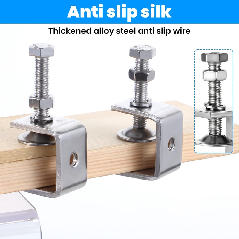 12 Pack 304 Stainless Steel Small C Clamps, 1 Inch