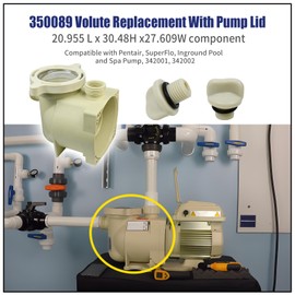 Pool Pump Housing, Volute Replacement Housing 350089 With 350090 Pump Lid and Drain Plug Compatible with Pentair SuperFlo Inground Pool and Spa Volute 1.5HP EC-342001