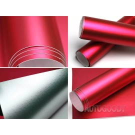 AUTOGOODY 240"x60" Satin Matte Chrome Metallic Red Vinyl Film Wrap Bubble Free 20ft x 5ft