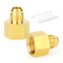 GASHER 2PCS Brass Tube Fitting,Reducer Propane Gas Pipe Adapter, 3/8 Inch NPT Flare x 1/2 Inch Female Pipe
