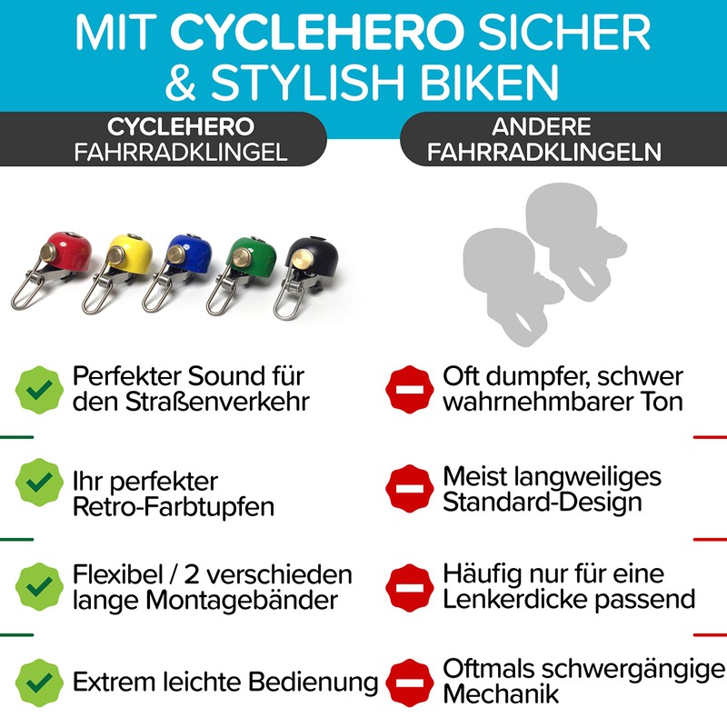 Bicycle Bell in Cool Retro Style - Loud, Clear Sound,