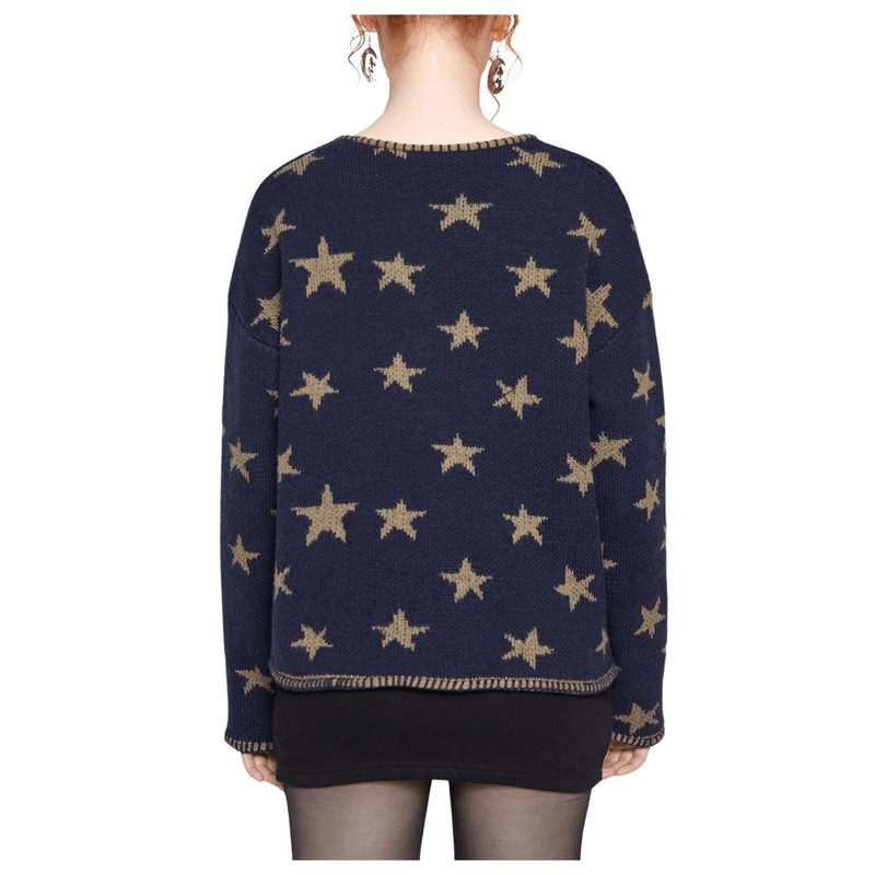 SOLY HUX Women's Star Print Cardigan Button Down Round Neck