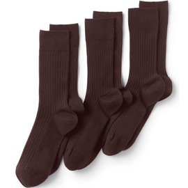 Lands' End Men s Seamless Toe Cotton Rib Dress Socks 3-pack Rich Coffee