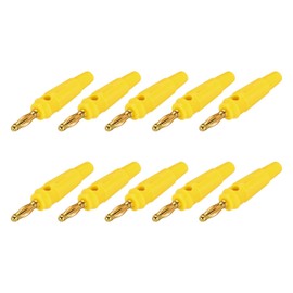 sourcing map 10 Pcs 4mm Banana Plugs, 20A 9.5mm OD 53.8mm Length Speaker Wire Cable Plug Connectors, Banana Jack Connector for Speaker Wire Audio Cable, Yellow