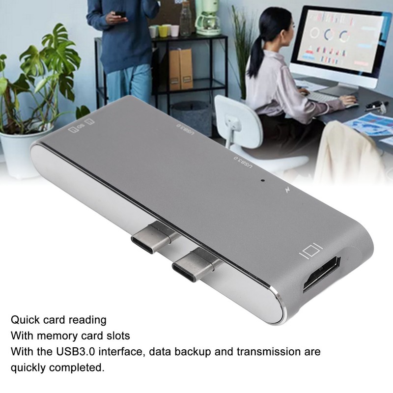 6 in 2 USB C Hub Aluminum Alloy Plug and
