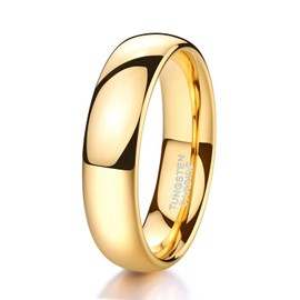 Zakk 2mm 4mm 6mm 8mm Tungsten Wedding Bands Ring for Women Men Gold Polished Dome Engagement Promise Rings Comfort Fit (6mm,U 1/2)