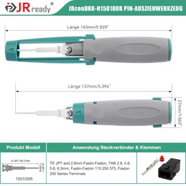 JRready JRconDRK-N150100R Unlocking Tool with Protective Case for TE JPT and 2.8 mm Fastin-Faston, TAB 2.8, 4.8, 5.8, 6.3 mm, Fastin-Faston 110 250 375, Faston 250