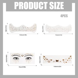 6 PCS Glitter Freckles Face Tattoo, Glitter Makeup Patches, Gold Makeup Patches Glitter, Waterproof Glitter Freckles Face Temporary Tatto Stickers
