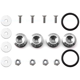 Xotic Tech JDM Quick Release Fasteners Compatible With Car Bumpers Trunk Fender Hatch Lids (Silver)