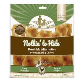 Nothin to Hide Flip Chips Chews for Dogs - All Natural Rawhide Alternative Treats for Dogs, Chicken, Beef or Peanut Butter Flavor Snack for All Breed Dogs - by Fieldcrest Farms (Chicken, 8.5 Oz)