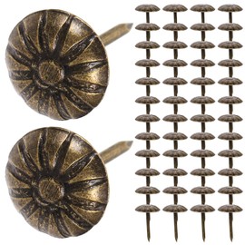 HANABASS 300 Piezas Tachuelas para Tapicería de Muebles Vintage, Clavos Decorativos de Hierro Bronce Antiguo para Sofás, Sillas y Puertas, Diseño de Flor para Bricolaje
