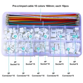 Yoeruyo JST 2.0mm Pitch Cable Connector Kit, JST-HY 2.0mm 2Pin 3Pin 4Pin 5Pin 6Pin Housing with 22AWG Pre-Crimped Wire (YO-2.0-HY)