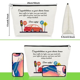 Gevody New Driver Makeup Bag Passing Driving Test Gifts for Women Cosmetic Bag Graduation Gift for Daughter Sister New Car Owner Christmas Birthday Present for Driver Car Owner License Travel Pouch