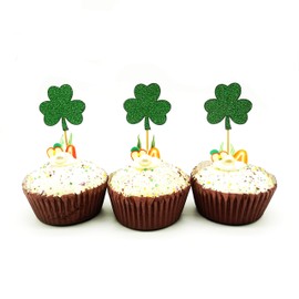 HNHPE Green Clover Cupcake Topper St.Patricks Cupcake Toppers