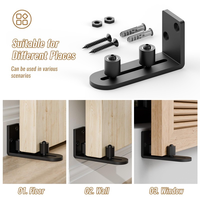 2 Pack Sliding Barn Door Bottom Floor Guide, Wall Mounted