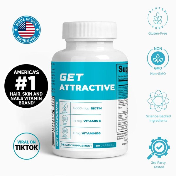 GET ATTRACTIVE Supplements - Natural Vitamin Nail Biotin Beauty 5000