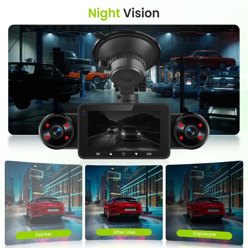 Hodozzy 1080p 4 Channel Car Dashcam, 360° Dash Camera Front