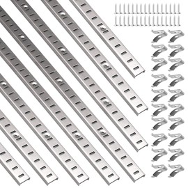 8 Pcs 36 Inch Shelf Pilaster with Clips, Adjustable Shelf Brackets Standard Mortise Mount Metal Shelves, Steel Wall Mounted Shelf Pilaster