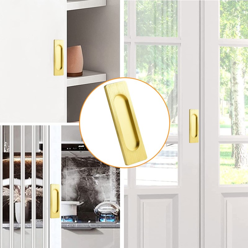 MOROBOR Self-Stick Rectangular Sliding Door Pulls, 2pcs Aluminum Alloy Flush