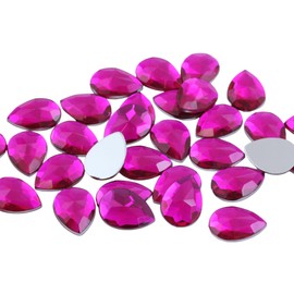Allstarco 25x18mm Pink Fuchsia H108 Flat Back Teardrop Acrylic Rhinestones Plastic Gems for Jewelry Making Costume Jewels Cosplay Card Making Embelishments Decor Crafts 20 Pieces