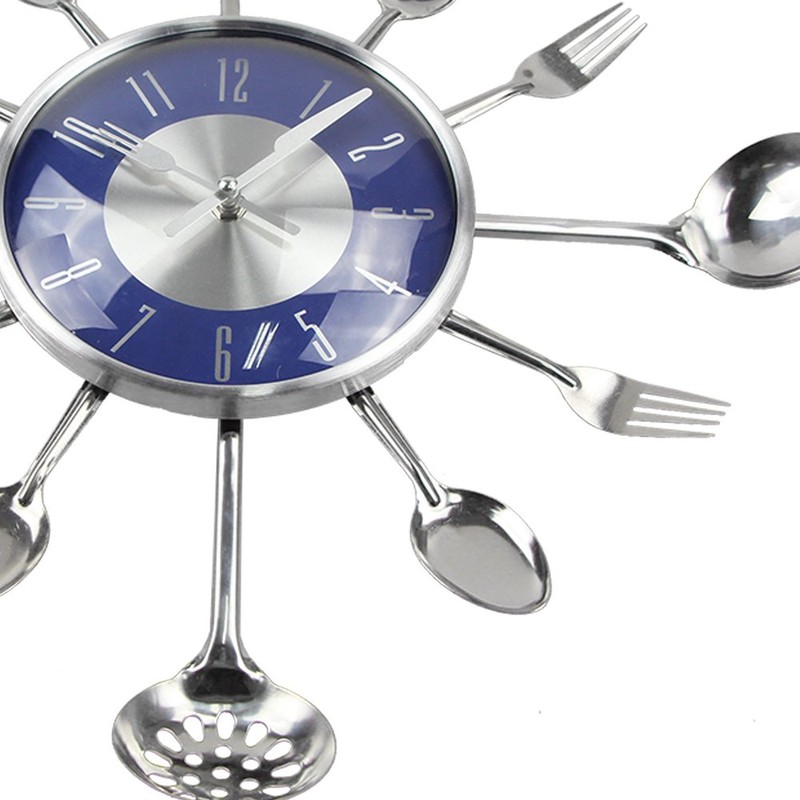 Timelike Wall Clock, 18" Metal Cutlery Utensil Kitchen Spoon Fork
