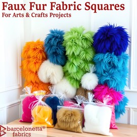 Barcelonetta Faux Fur Fabric | Pre-Cut Fur Squares for Sewing, DIY Crafts, Costumes, Upholstery | Soft, Vegan Faux Fur | Material for Plush Toy Projects (Baby Blue, 20" X 20")