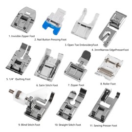 AITIAO 11Pcs Presser Feet Set Snap On Sewing Machine Presser Foot kit Household DIY Spare Parts Accessories for Most Low Shank Sewing Machine