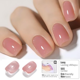 Vishine 16ml Neutral Jelly Pink Rosy Gel Polish Translucent Nude Crystal UV Gel for DIY Nail Art & Home Manicure Soak-Off Jelly Pink Rosy Shade E041