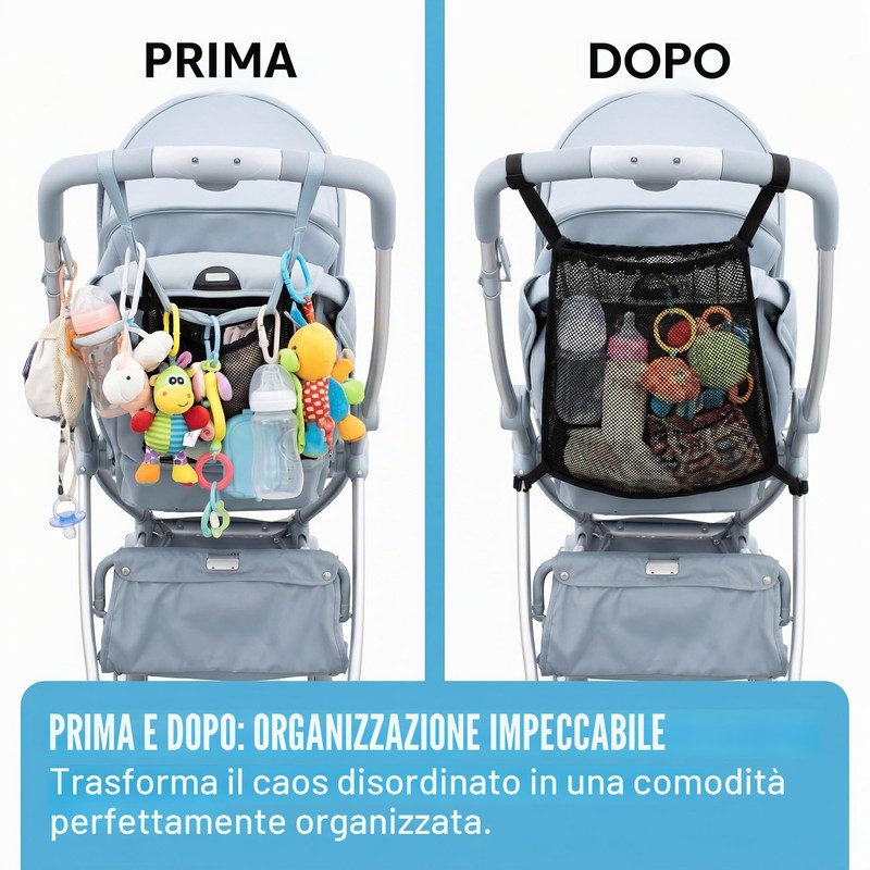 QOWUXHZ Rete per Passeggino, Borsa Portaoggetti, Accessorio per Carrozzina, Ideale