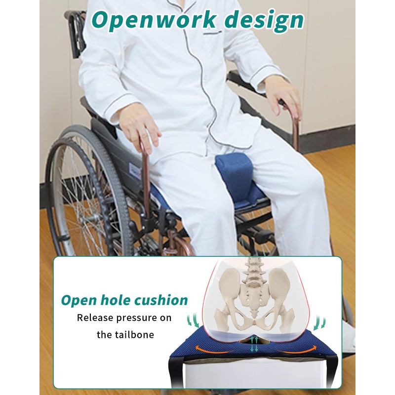 Anti-slip Wheelchair Cushion with Pommel Wedge and Seat Belt for