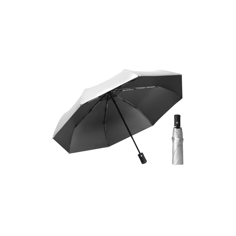 ThreeH Compact Travel Umbrella Automatic Open and Close Silver Coating