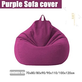 Koolouispoper Sofas Cover Puff Gigante Chairs Without Filler Linen Cloth Lounger Seat Bean Bag Pouf Puff Couch Tatami Pouf Salon Puff (70X80cm, Purple-Sofa Cover)