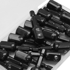 Wawory 20 Pack Metal 1/2" Square Socket Bit Adapter & Hex Impact Socket Bits Set for Drills, Drivers, Impact Wrenches – 1/4 Hex Shank Black Tools Accessories for Automotive DIY Repairs