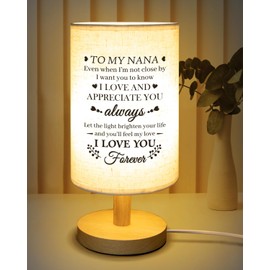 Calibron Christmas Gifts for Nana from Grandkids, Nana Birthday Gifts Fabric Lamp, Birthday Gifts for Nana Table Lamp with Wooden Stand Unique Nana Gifts