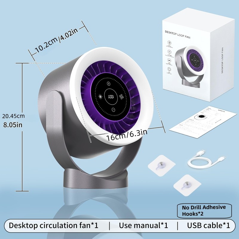 Desk Fan with LED Touch Screen & Ultra Quiet <35dB