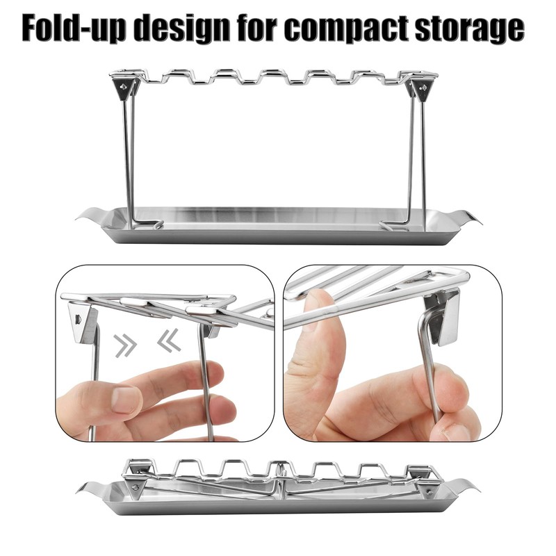 Chicken Leg Rack for Grill with Drip Tray - Easy