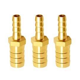 JoyTube Brass Hose Barb Reducer 1/4" to 1/8" ID Hose Barb Fitting Hex Splicer Mender Union Air Water Fuel Tubing Adapter(Pack of 3)