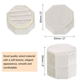 sourcing map Velvet Ring Box, 3 Slot Octagon Wedding Ring Display Holder Box Jewelry Ring Gift Box for Wedding Ceremony Proposal Engagement (Light Yellow)