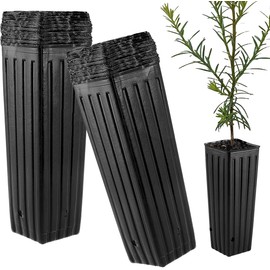 Tall Deep Tree Pot, 50Pcs Plastic Plant Seedling Treepots Tall Flower Plant Container Starting Pots with Drainage Holes Flower Container for Indoor Outdoor Garden Plants 9.8" H x 4.7" W