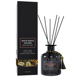 Reed Diffuser - White Peach Oolong Scent - Constant Aromatherapy Oil Fragrance Diffuser in Elegant Glass Bottle - Reed Diffusers for Home & Office, Shelf Decor, Room Scent, Scented Bathroom Diffuser