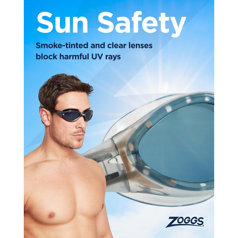 Zoggs Panorama Swim Goggles with Tinted Lenses (Blue/Tint Blue) Anti-Fog,