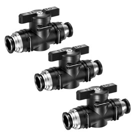 Tugermoola 3PCS 1/4" Push to Connect Fittings Air Valve Quick Connect Air Hose Fittings 1/4"OD Pneumatic Ball Valve Air Line Fittings OLA026-3