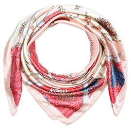 corciova 35 x 35 Women Silk Like Square Hair Scarf Wrap Headscarf Rose Madder Misty Rose Belt Spike Curly Headband Bandana