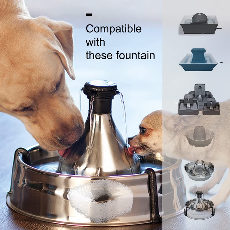Cat Water Fountain Foam Filters, Compatible with Multiple Pet Fountain