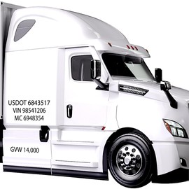 Custom Truck Numbers & Letters (2 Sets) USDOT, Company Business Name, DOT, GVW, VIN, CA, MC, Vinyl Lettering Decal, Registration Sticker