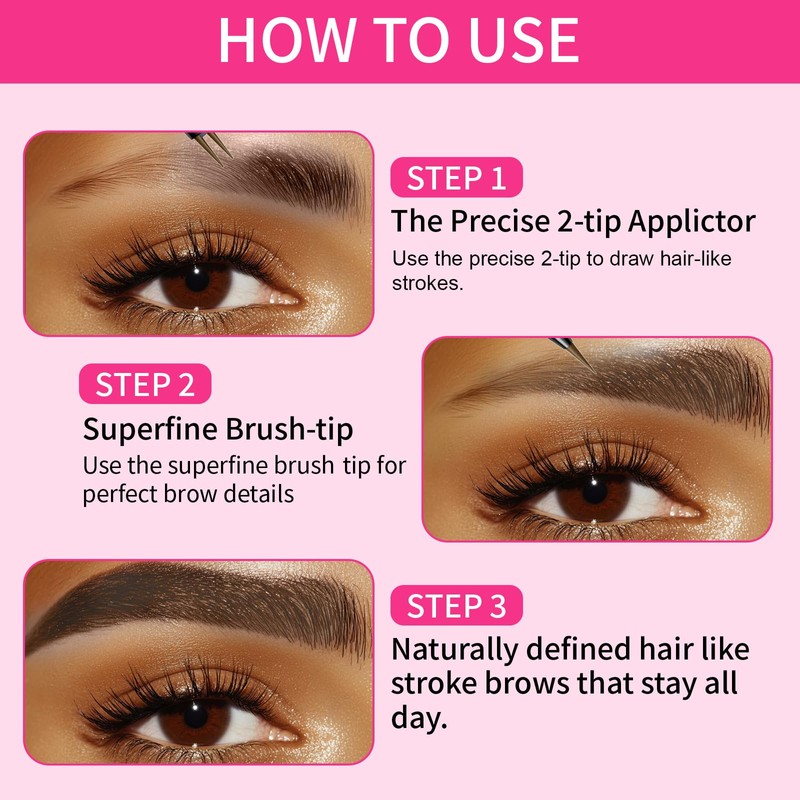 Eyebrow Pencil, Waterproof 2-in-1 Dual-Ended 3D Microblading Eyebrow Pencil with