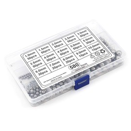 Yuhtech Ball Bearing Balls, 580 Pieces Stainless Steel Metal Balls, Steel Balls, Stainless Steel Ball Bearings for Bicycle Wheel Spare Parts